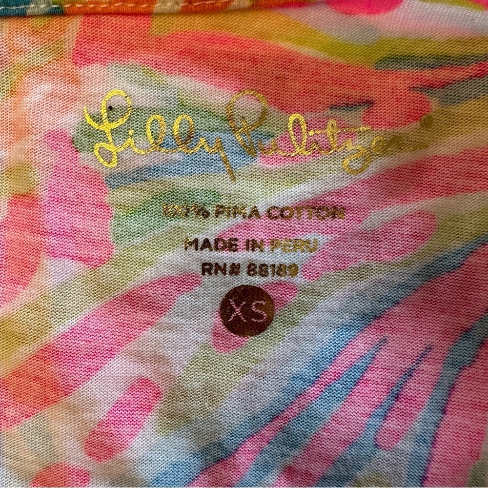 Lily Pulitzer Brewster Dress Coastal Neon Pink Green Sea Pattern Cotton Size XS - Picture 5 of 15
